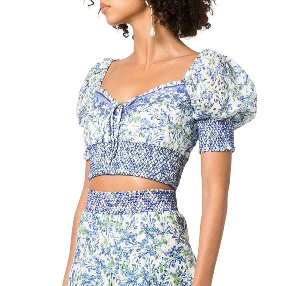 Alice + Oliva NWOT Crawford Lace up Smocked Top
